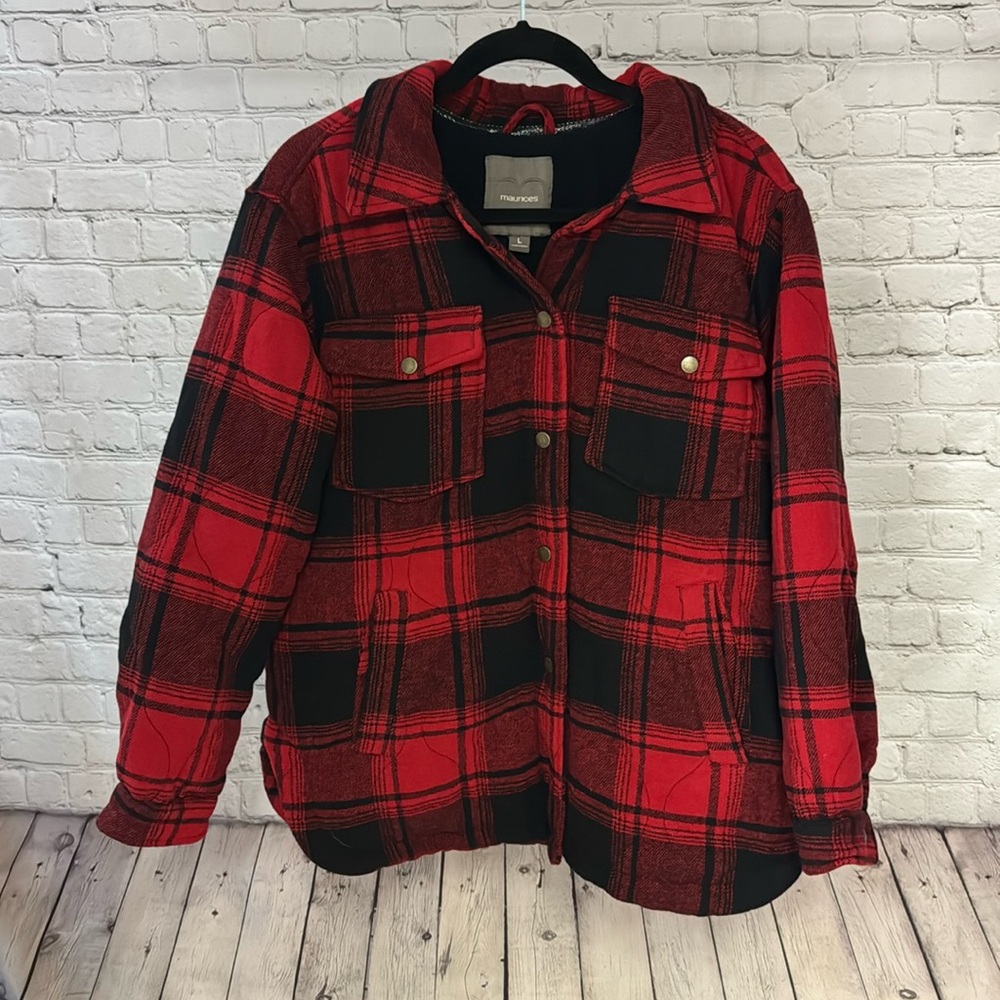 Maurices Black and Red Plaid Winter Coat